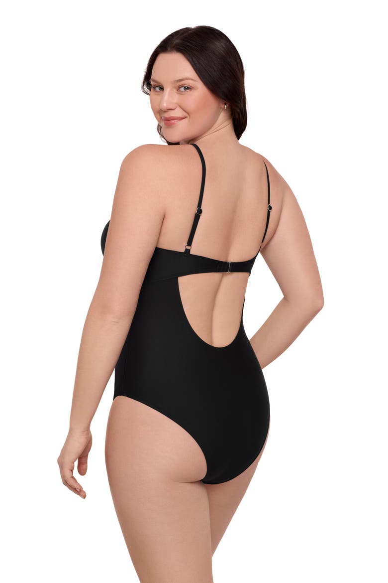 Double Keyhole One Piece, Alternate, color, Black