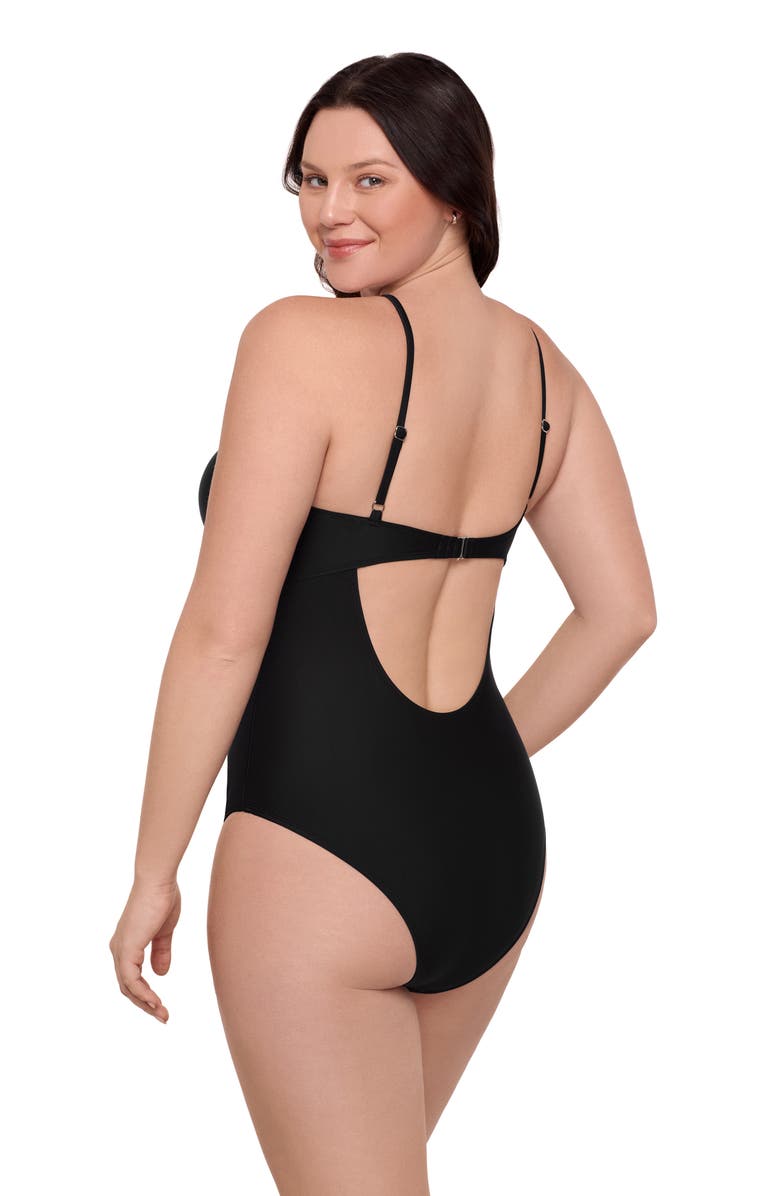 Aqua Green Double Keyhole One Piece, Alternate, color, Black