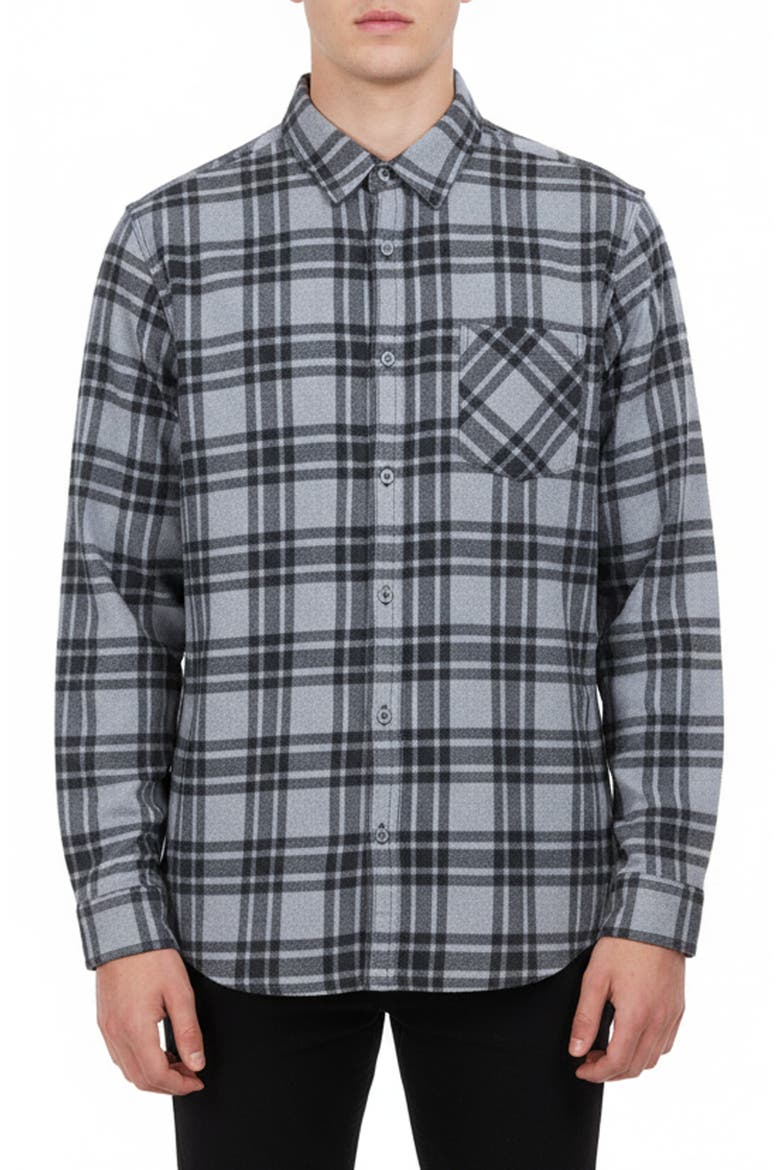 Plaid Flannel Shirt, Main, color, GREY/ STEEL