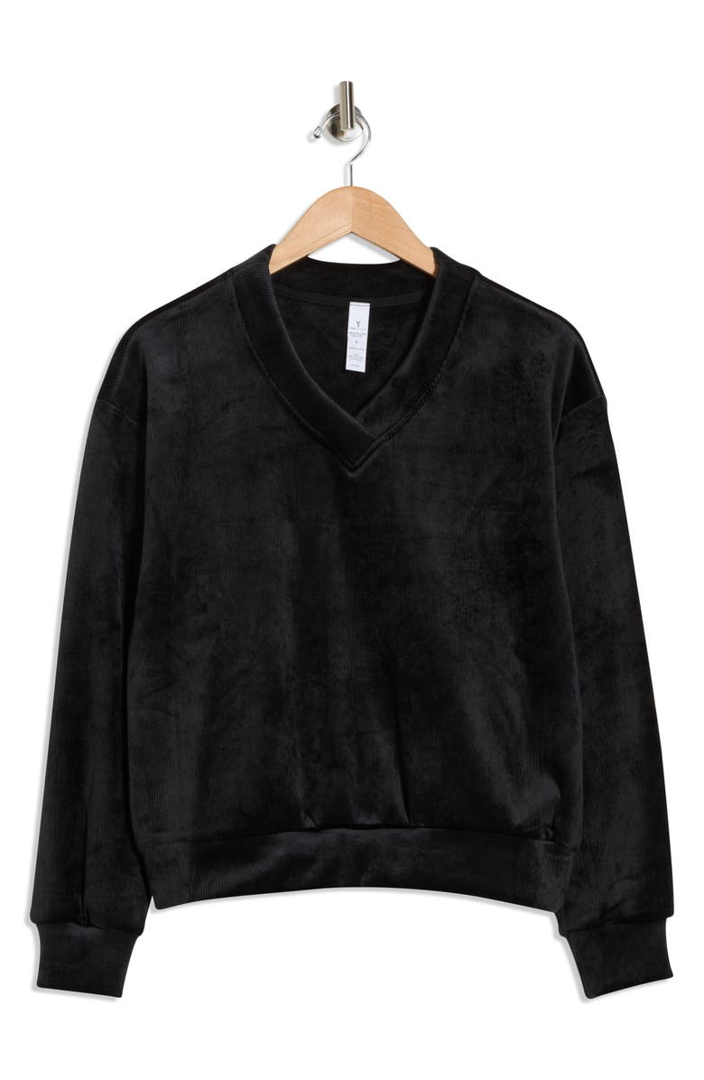 YOGALICIOUS Dreamy Rib Coffee Run Sweatshirt, Main, color, Black