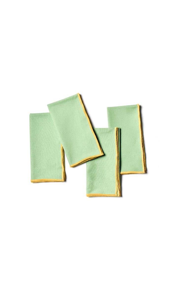 Sage and Brass Color Block Napkins Set of 4, Alternate, color, Green