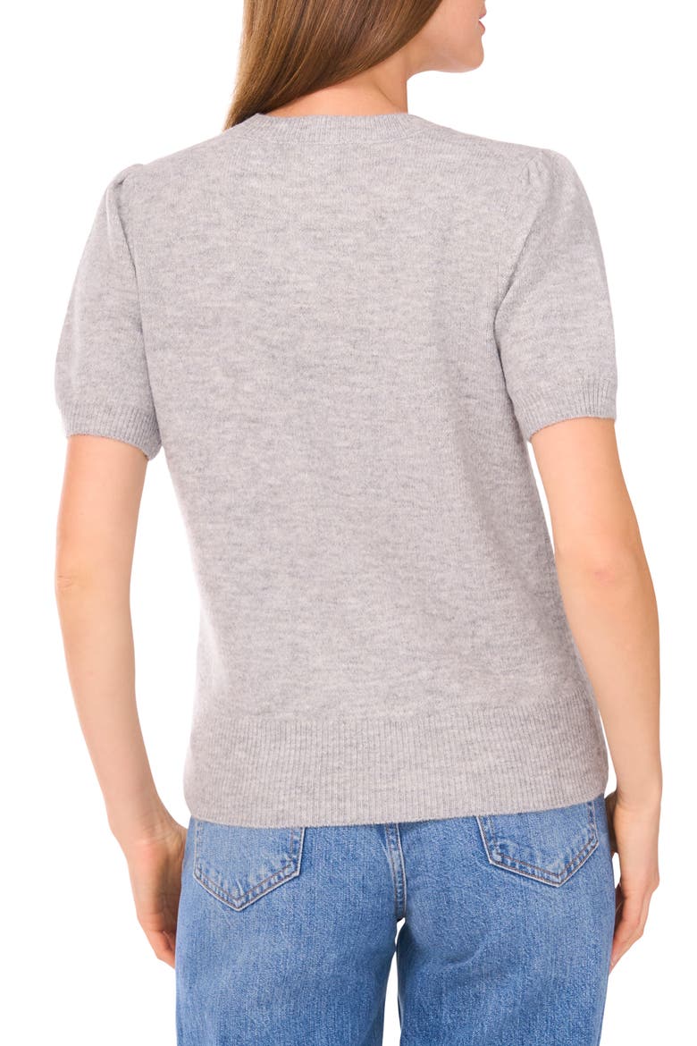 Crewneck Short Sleeve Sweater, Alternate, color, LIGHT HEATHER GREY
