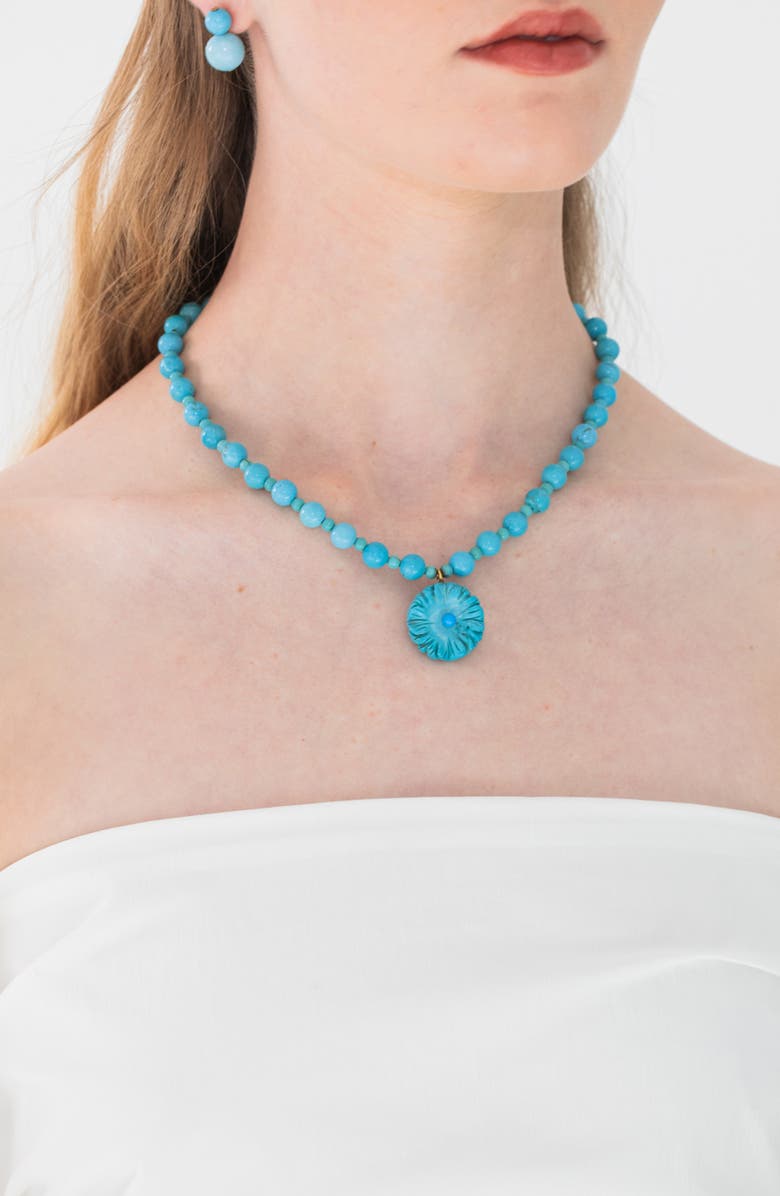 Jennifer Behr Chandra Turquoise Flower Pendant Necklace, Alternate, color, Turquoise