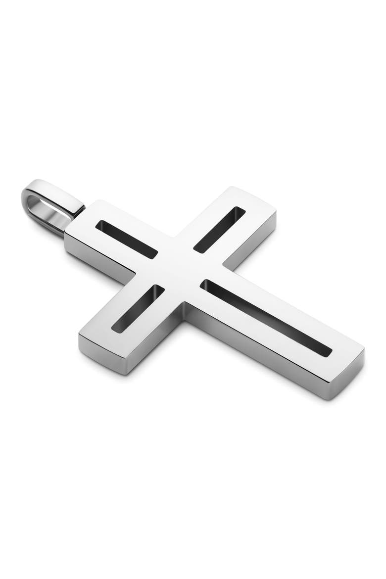 Men's Cut-Out Cross Necklace, Alternate, color, SILVER