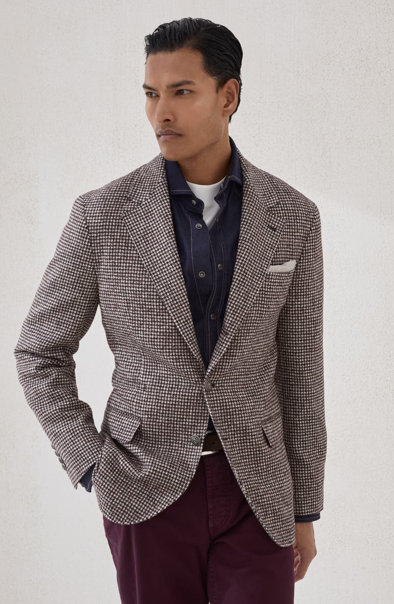 Brunello Cucinelli Blazer with metal buttons, Alternate, color, Brown