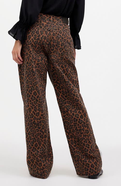 Shop Madewell Leopard Print Low Slung Baggy Jeans In Dark Coffee