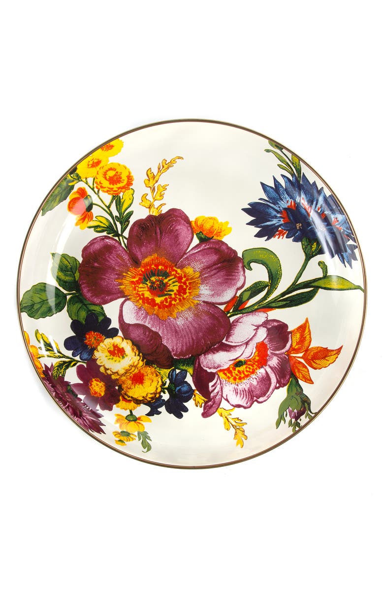 MACKENZIE CHILDS Flower Market Enameled Steel Abundant Bowl, Alternate, color, White Multi