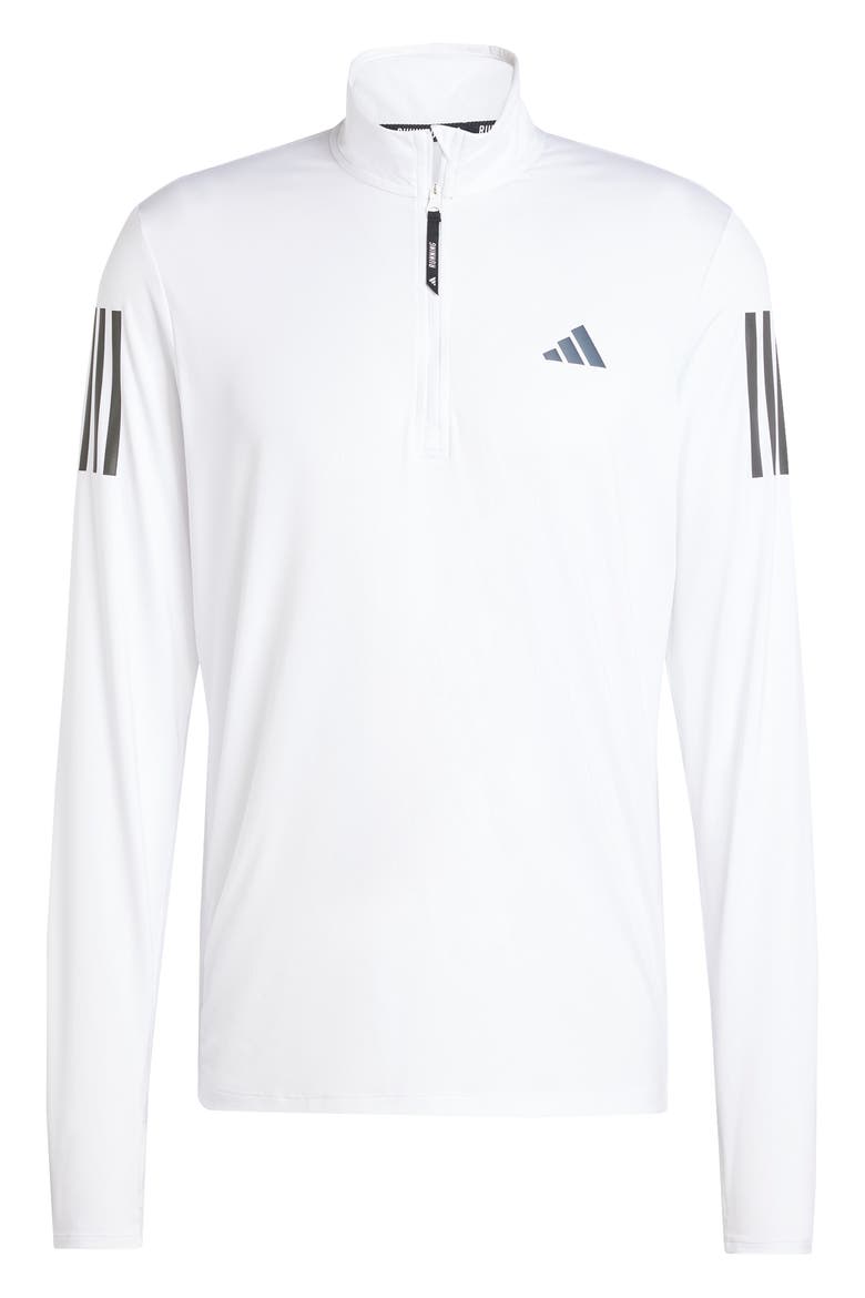 Own the Run AEROREADY Quarter-Zip Track Top, Alternate, color, WHITE/ WHITE