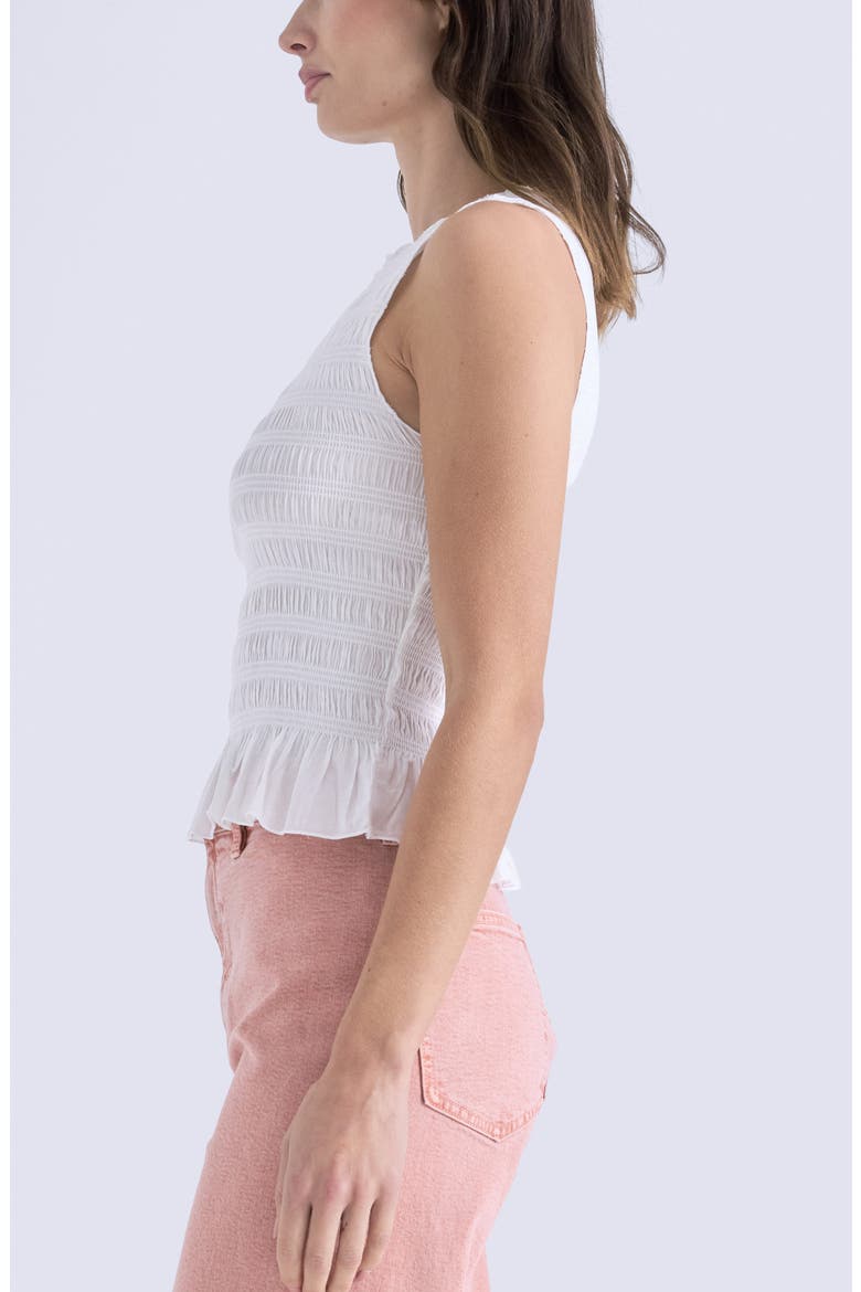 Phoebe Smock Detail Sleeveless Cotton Blend Top, Alternate, color, LE BLANC
