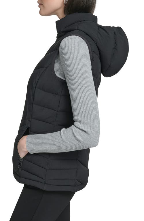 Calvin Klein Water Resistant Chevron Quilted Puffer Vest In Black