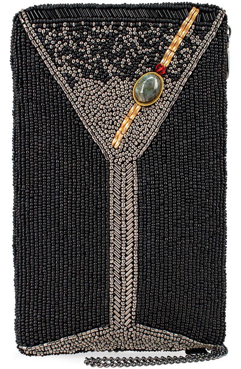 Mary Frances Accessories Make It Dirty Crossbody Phone Bag, Main, color, Black