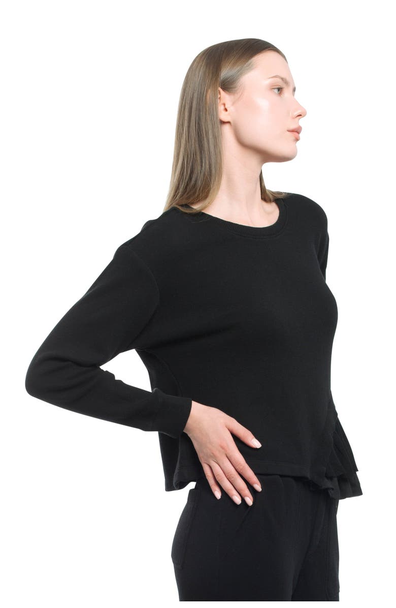WILT Clothing Round Neck Mix Media Sweatshirt, Alternate, color, Black