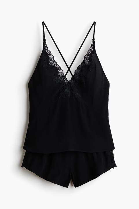 Lace-trimmed Viscose Pyjamas