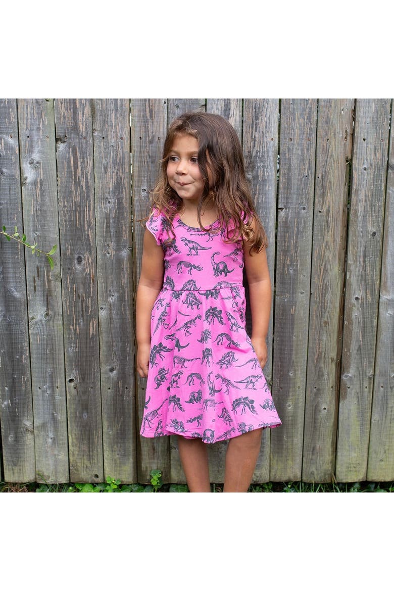 Girls Racer Back Dress, Alternate, color, Dino