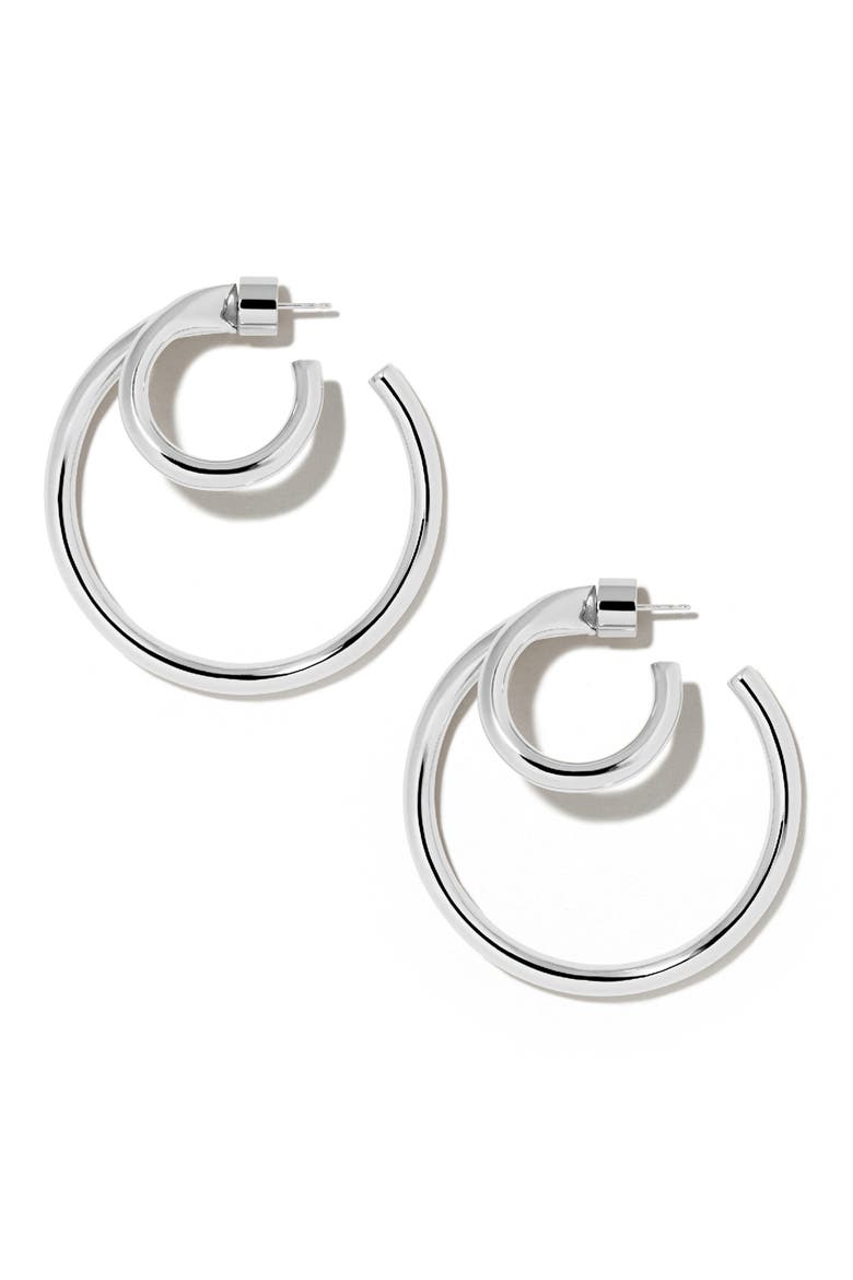 Double Lilly Baby Hoops, 1.5-Inch, Main, color, SILVER