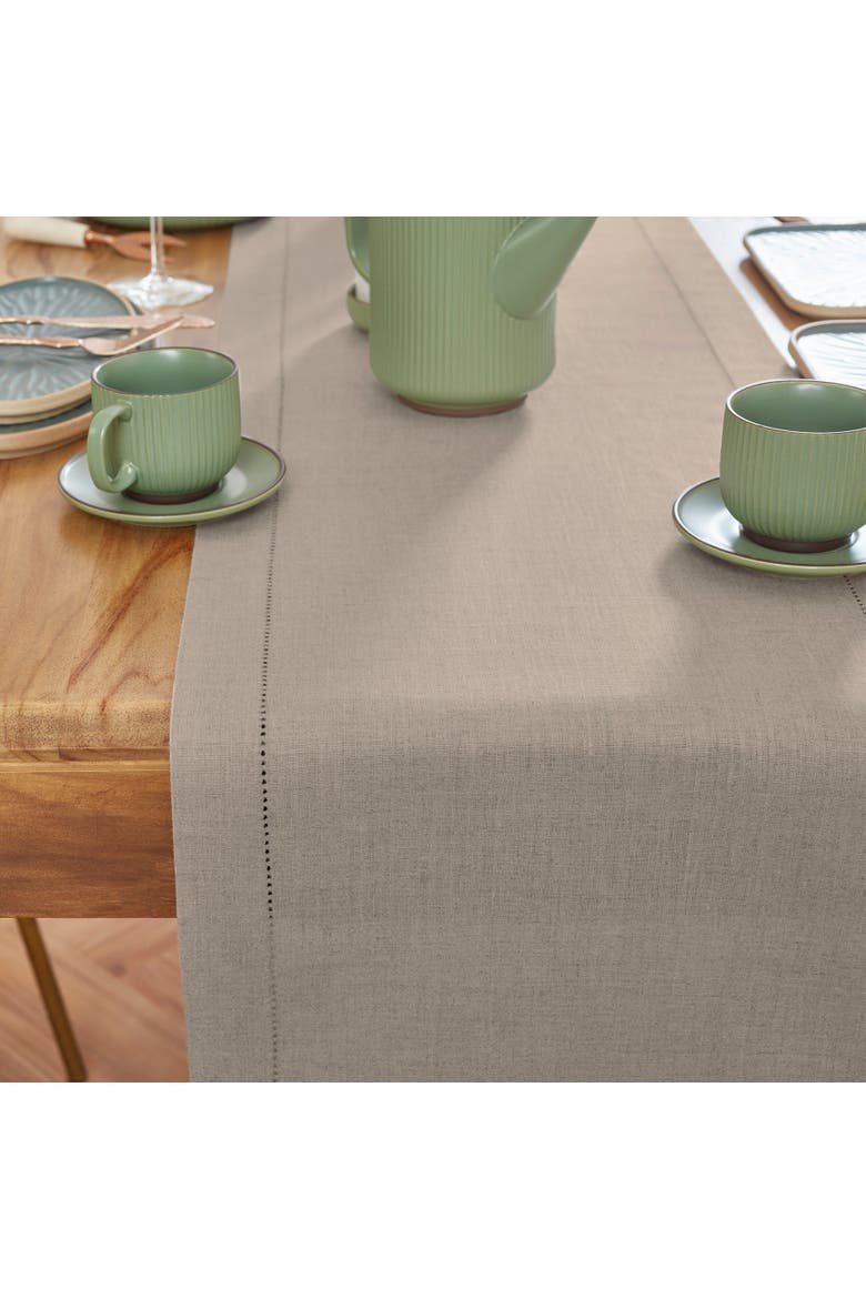 Linen Table Runner - Medium Weight Hemstitch, Alternate, color, Natural