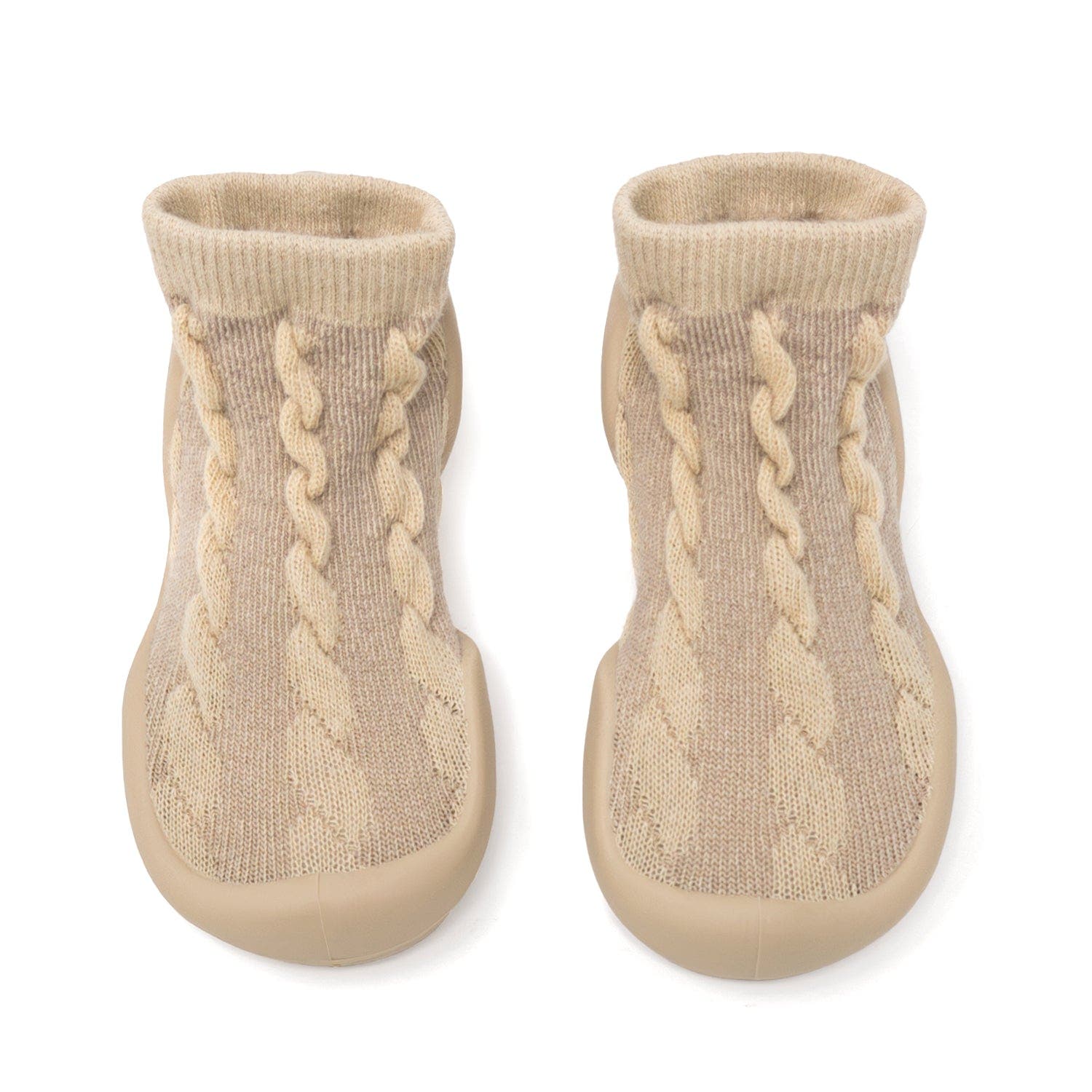 Komuello Toddler Girl Boy Sock Shoes in Dark Beige 