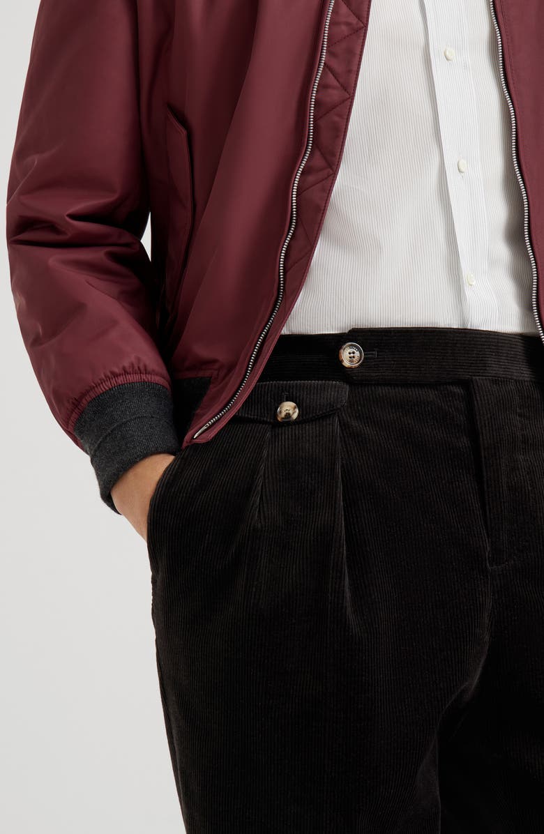 Brunello Cucinelli Trousers with double pleats and tabs, Alternate, color, Black