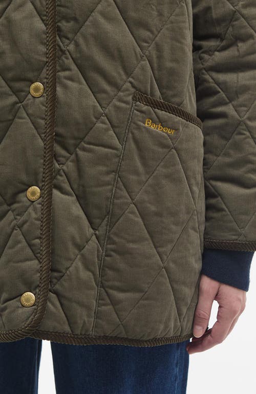 Barbour Cornelia Quilted Jacket In Deep Olive/ancient Tartan