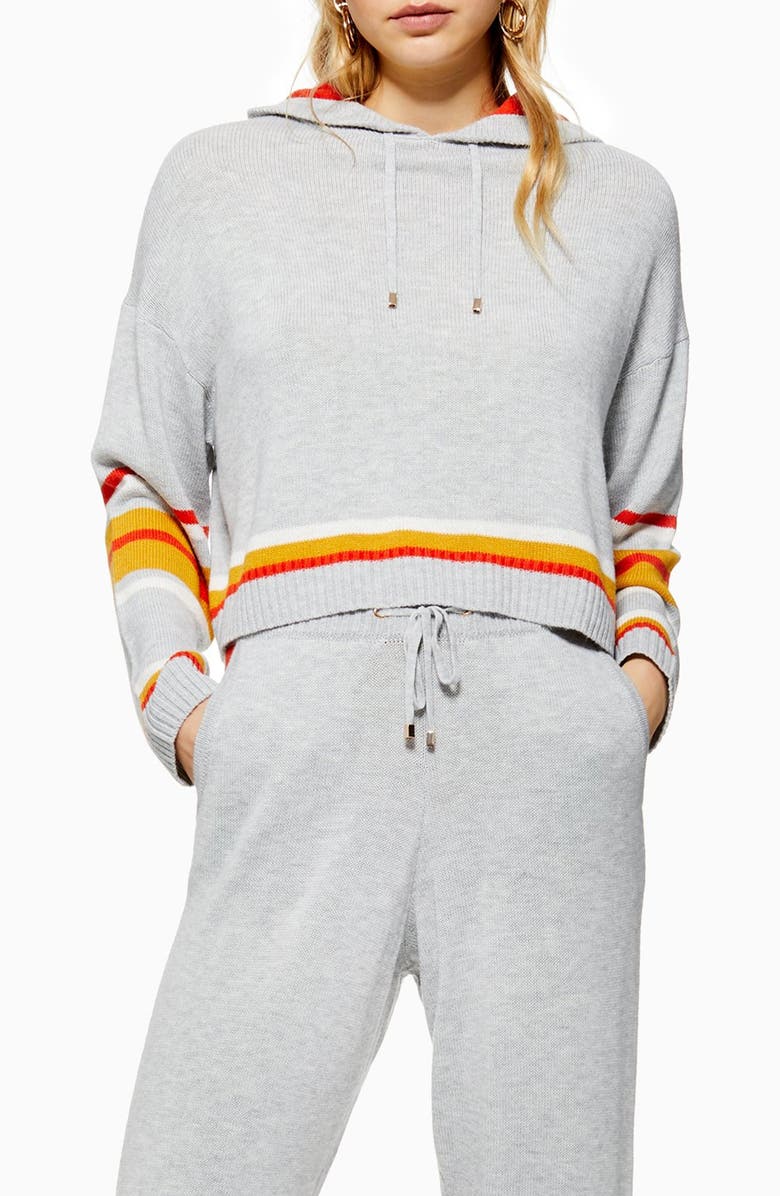Topshop Stripe Hooded Sweater, Main, color, 