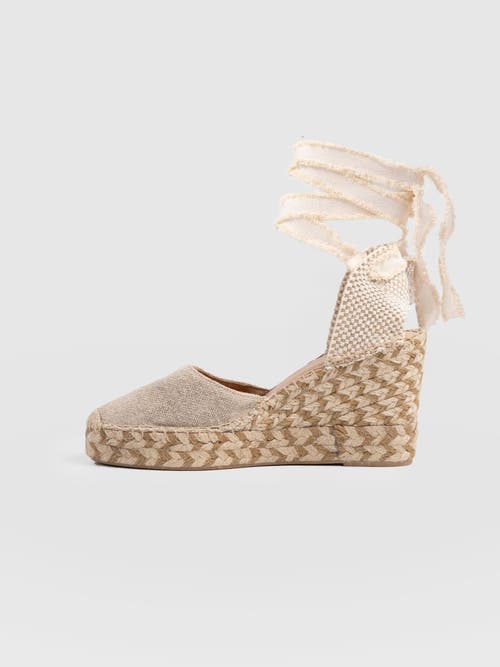 Saint + Sofia Rowe Espadrille Tie Wedges In Beige