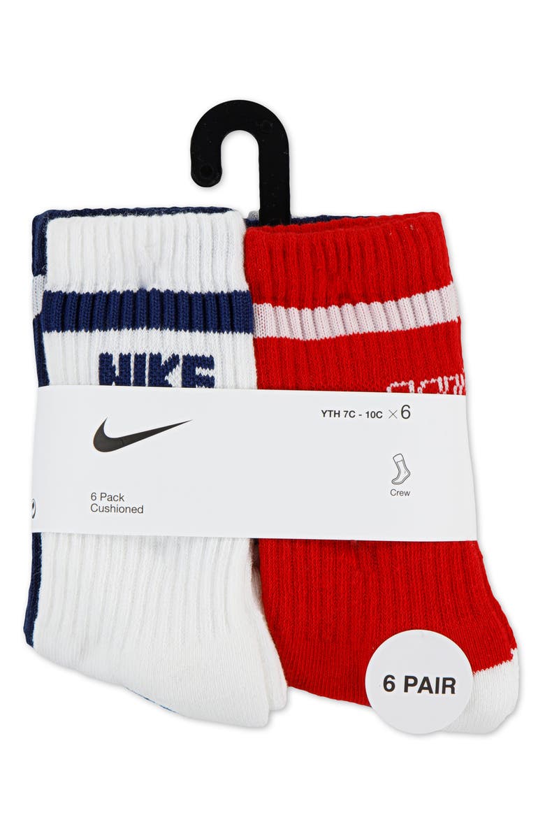 Nike Kids' Retro Assorted 6-Pack Crew Socks, Alternate, color, Sail