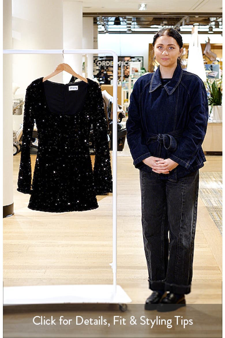 Vinelle Sequin Long Sleeve Velvet Minidress video