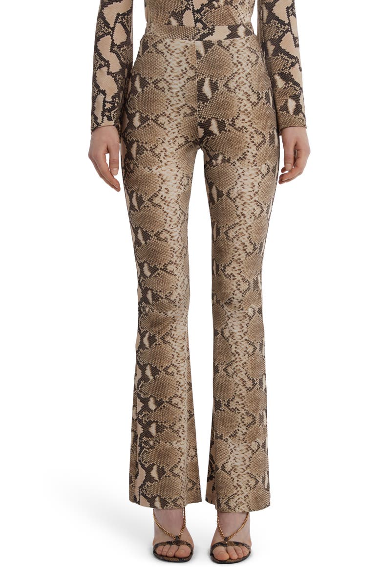 Python Print Jersey Flare Leg Trousers, Main, color, 2203 MULTICOLOR BROWN
