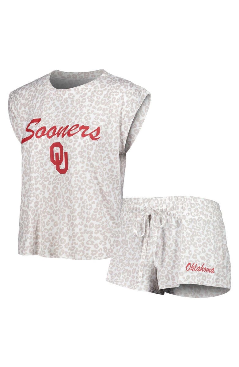 CONCEPTS SPORT Women's Concepts Sport Cream Oklahoma Sooners Montana T-Shirt & Shorts Sleep Set, Main, color, Cream