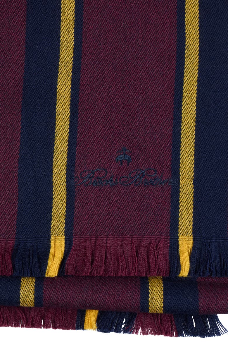 Brooks Brothers Varsity Stripe Wool Eyelash Fringe Scarf, Alternate, color, Bordeaux