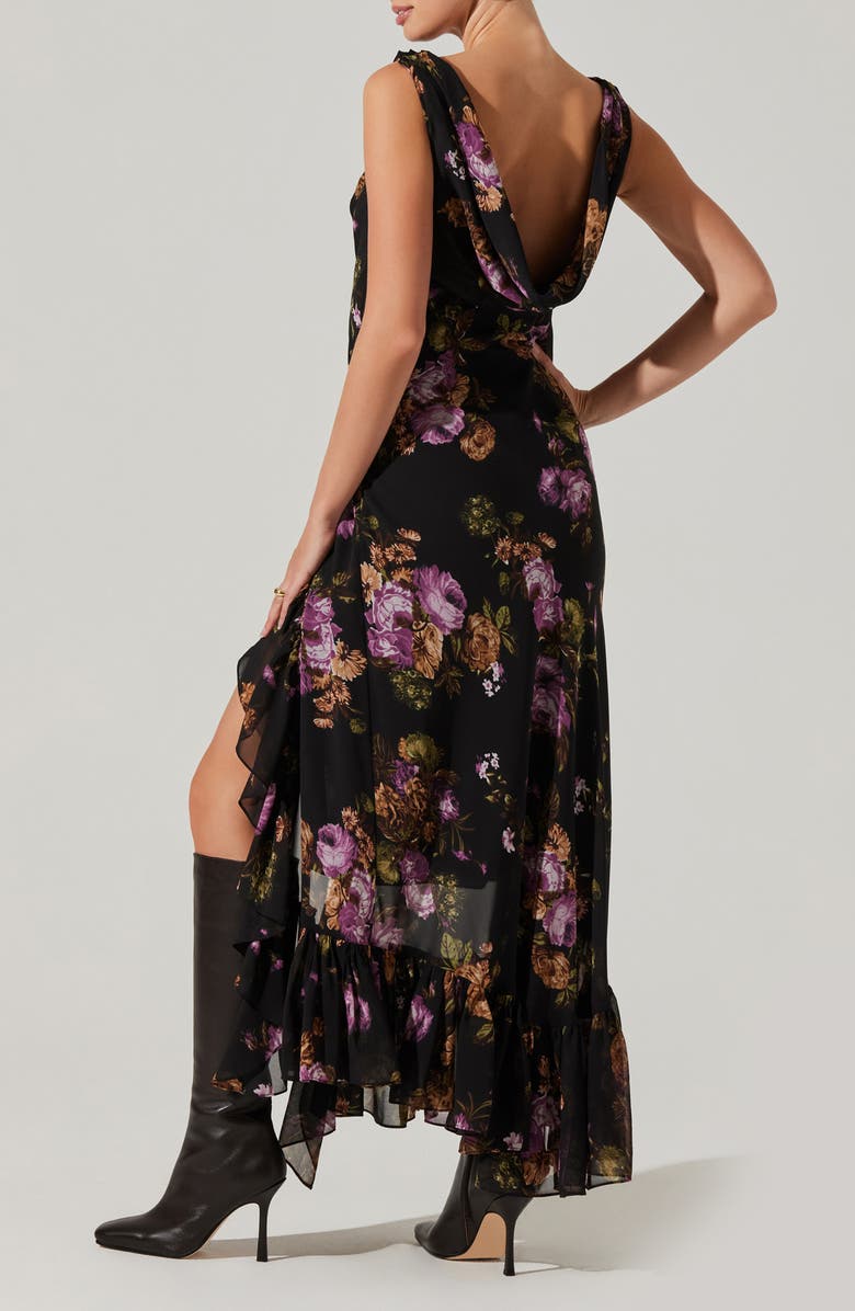 ASTR the Label Cecelia Floral Cowl Neck Sleeveless Maxi Dress, Alternate, color, 