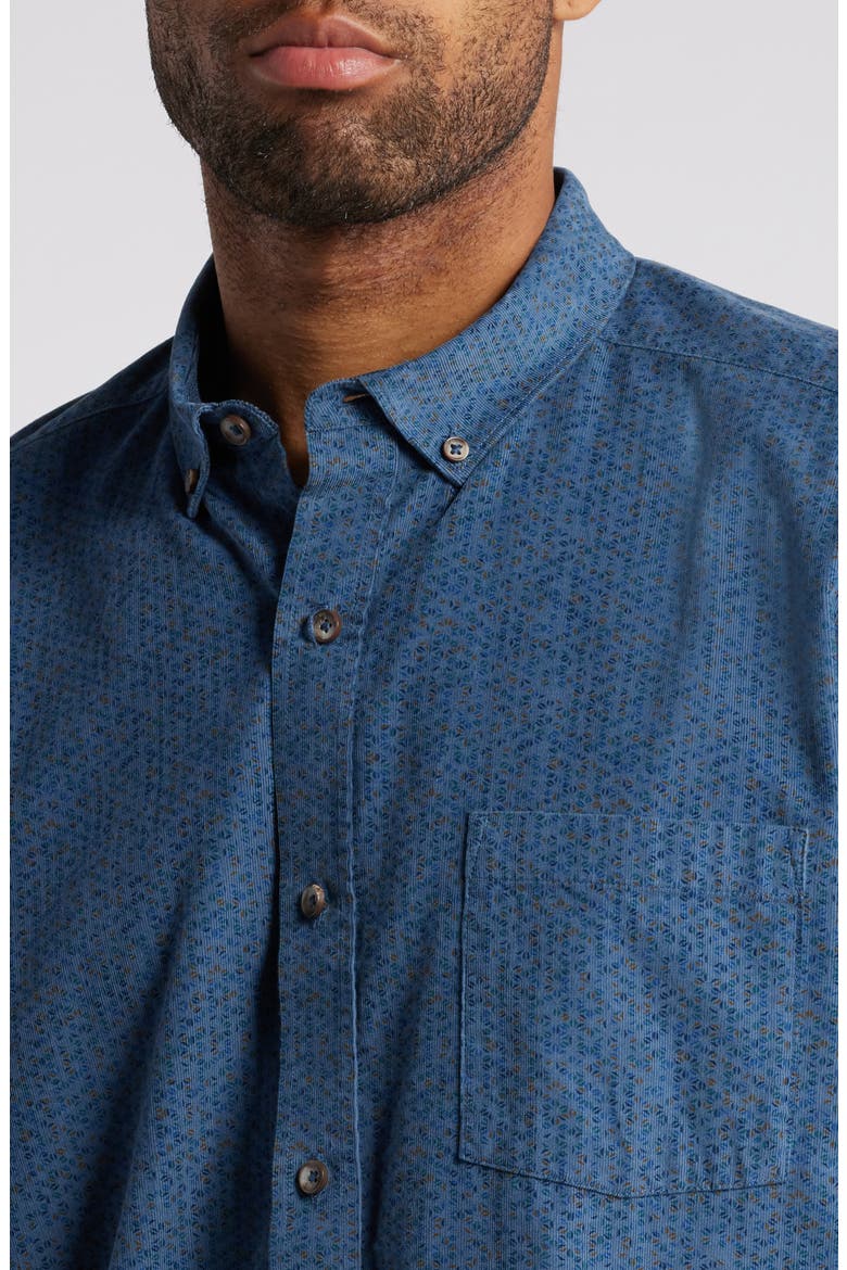 Overdye Print Corduroy Button-Down Shirt, Alternate, color, BLUE