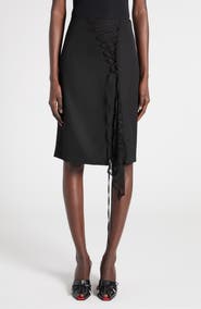 McQueen Lace Insert Wool Pencil Skirt