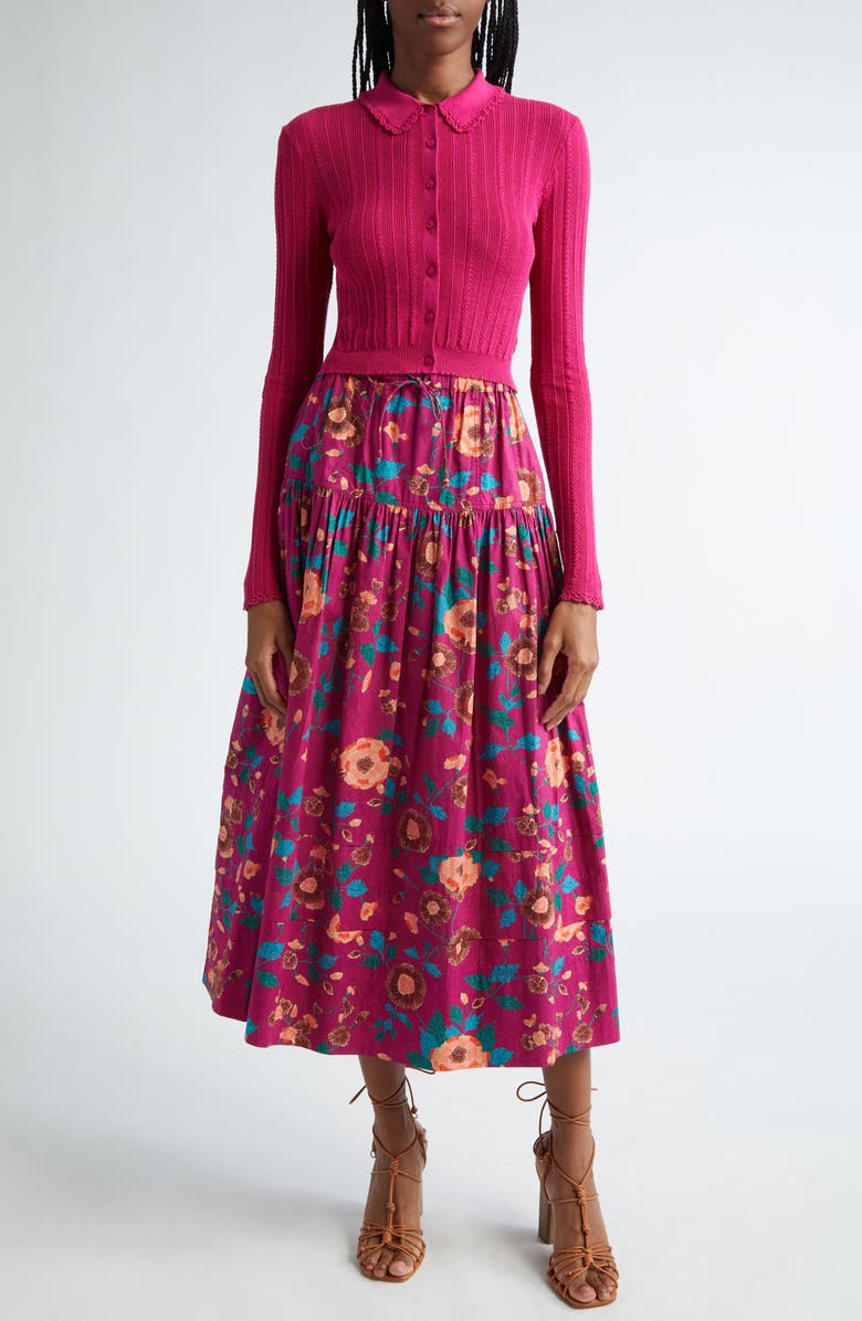 Ulla Johnson Lottie Collar Rib Silk Blend Cardigan, Alternate, color,