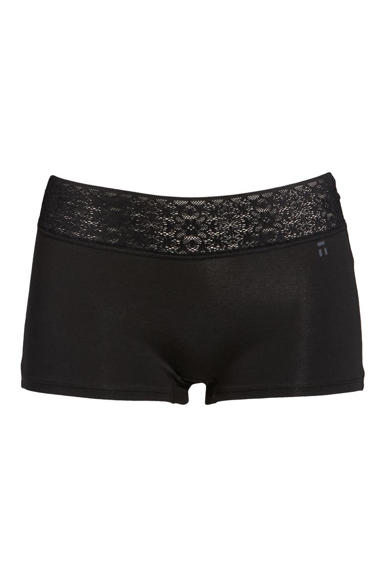 Cool Cotton Lace Boyshorts, Alternate, color, BLACK