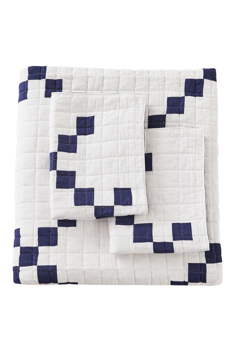 Irish Chain Patchwork Quilt Set, Main, color, BLUE