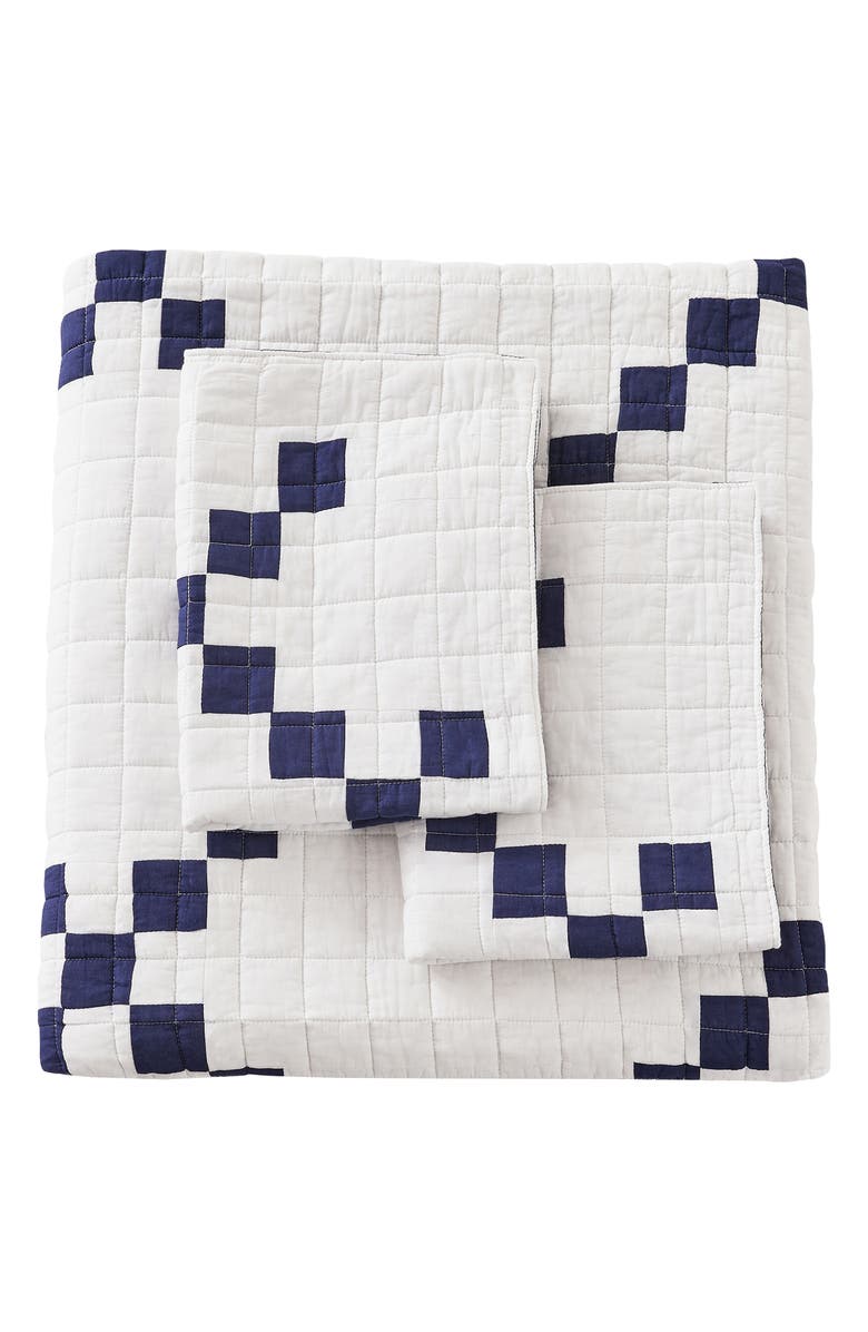 MELANGE HOME Irish Chain Patchwork Quilt Set, Main, color, Blue