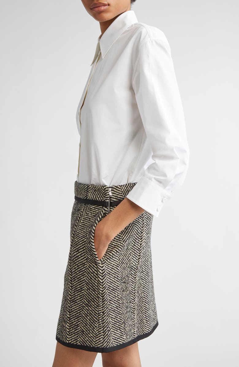 Jil Sander Classic Crop Cotton Button-Up Shirt, Alternate, color, Optic White