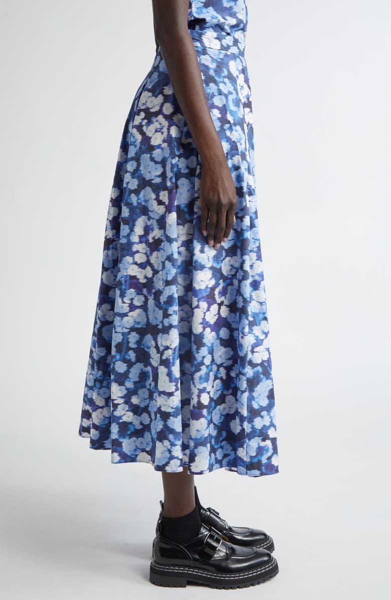 Erdem Pleated Cotton Midi Skirt, Alternate, color, 