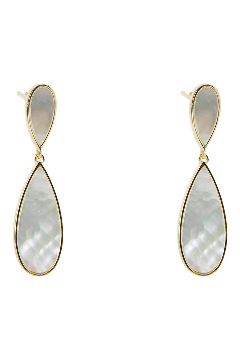 Mother-of-Pearl Drop Earrings, Main, color, GOLD