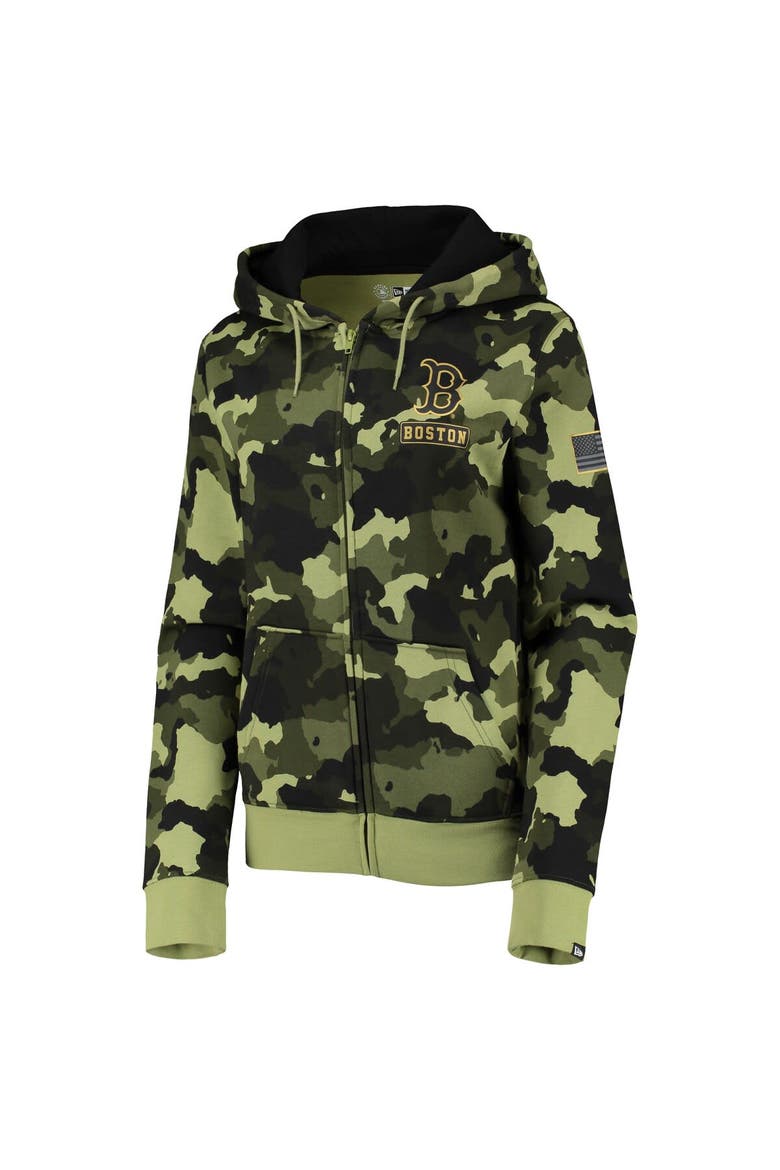 Women's New Era Green Boston Red Sox 2022 MLB Armed Forces Day Camo Full-Zip Hoodie, Alternate, color, Green