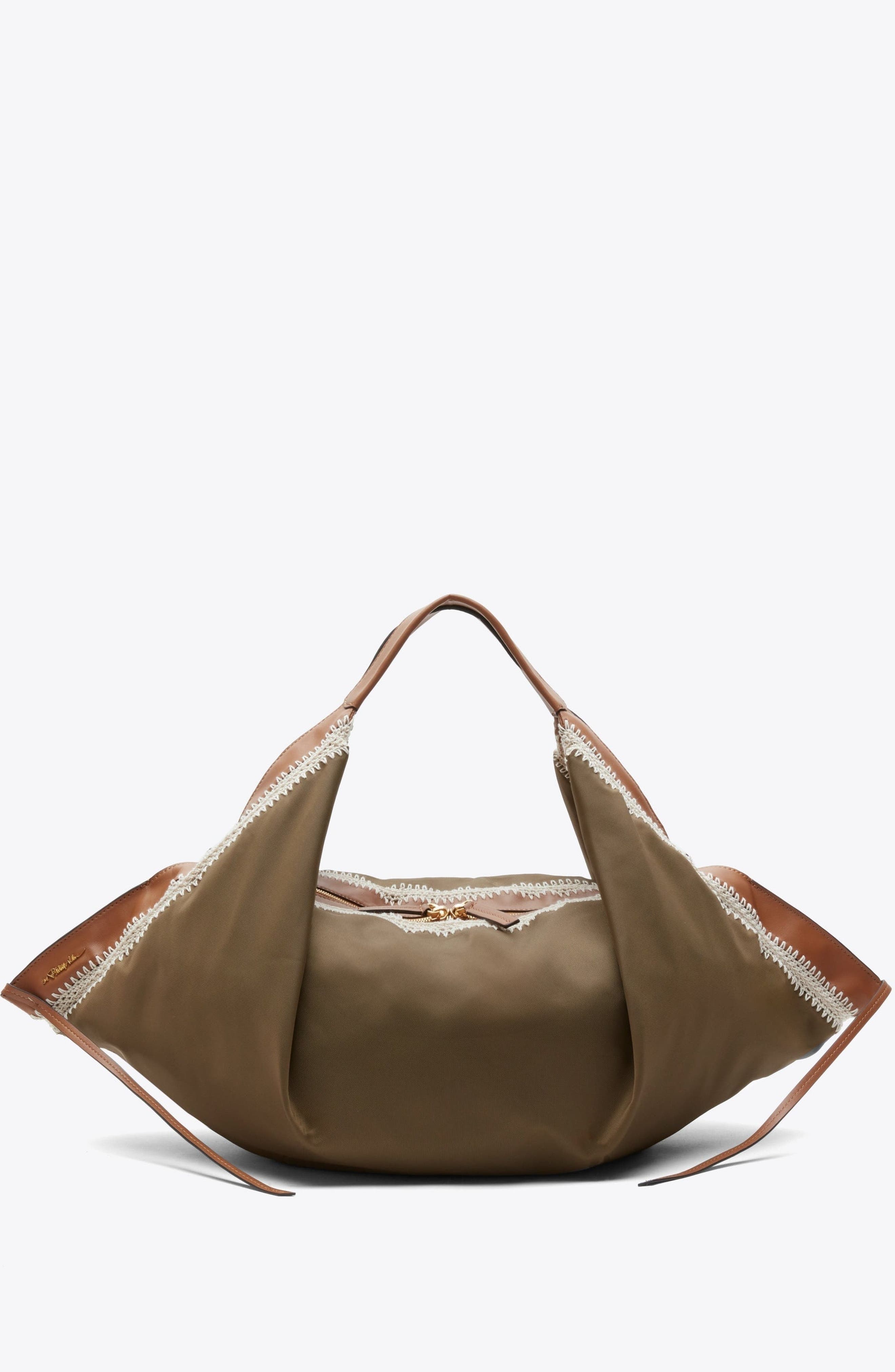 3.1 Phillip Lim Nylon Luna Bag with Contrast Stitch, Main, color, Mushroom