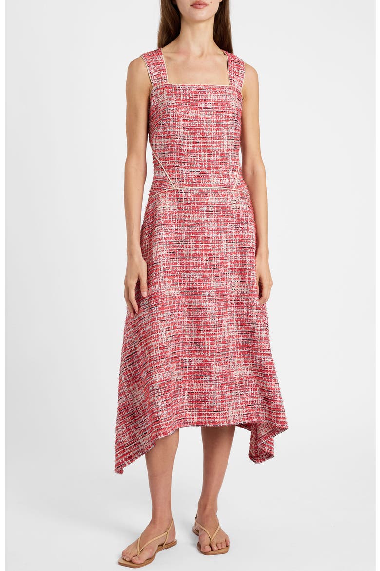 Enza Midi Sleeveless Handkerchief Dress In Modern Tweed, Alternate, color, Chili Pepper