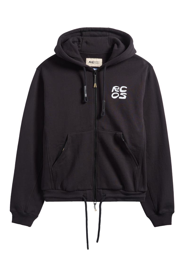 Stack Logo Graphic Zip-Up Hoodie, Alternate, color, BLACK
