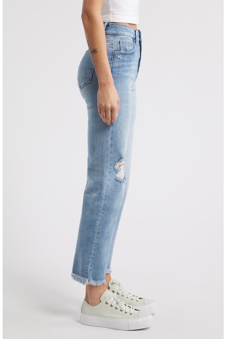 Distressed Fray Hem Straight Leg Jeans, Alternate, color, MED WASH