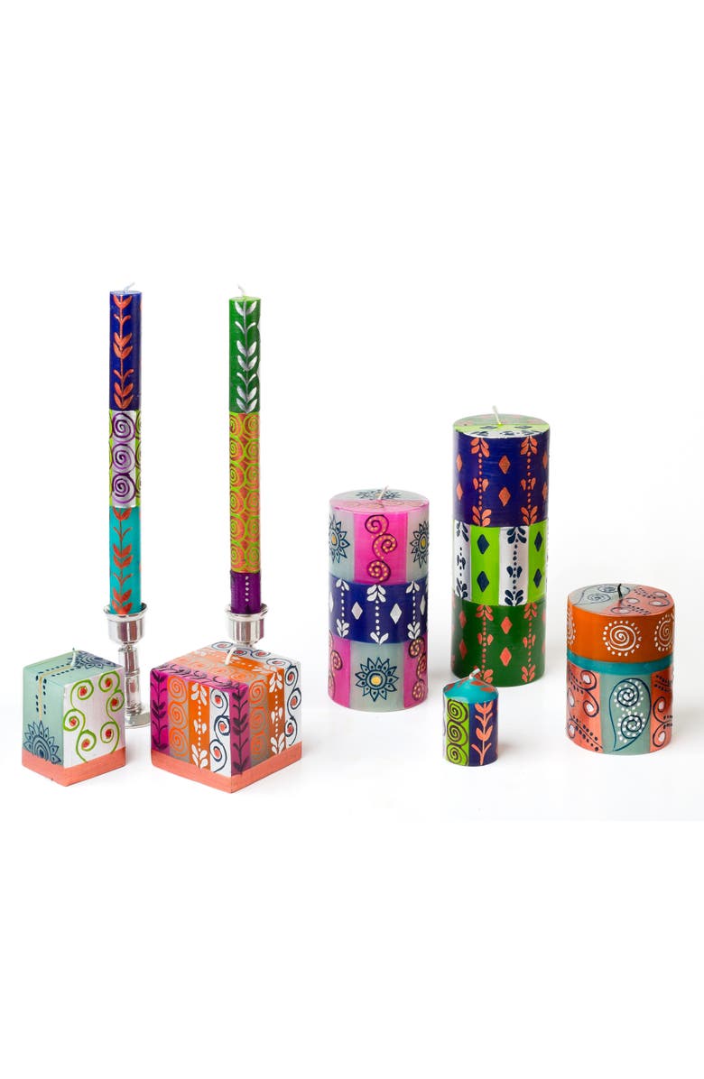 Thumbprint Artifacts Sari Painted Candle, Main, color, Pillar 3X8"