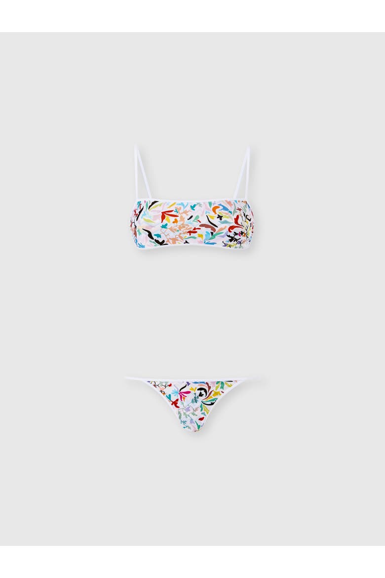 Bralette Bikini In Printed Stretch Fabric, Main, color, Multicoloured