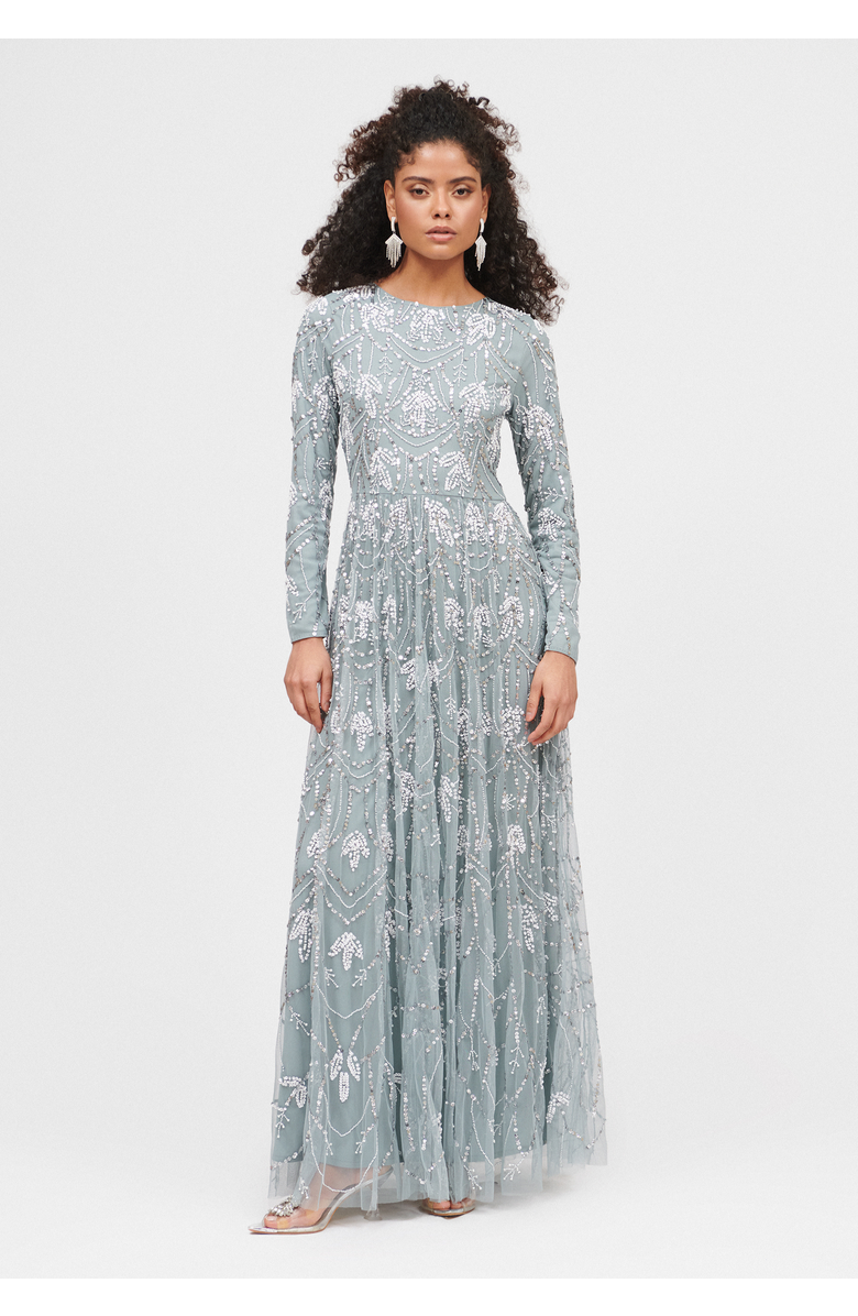 MARYISA Occasion Modest Embellished Sequin Beaded Floral Evening Maxi Dress, Main, color, 