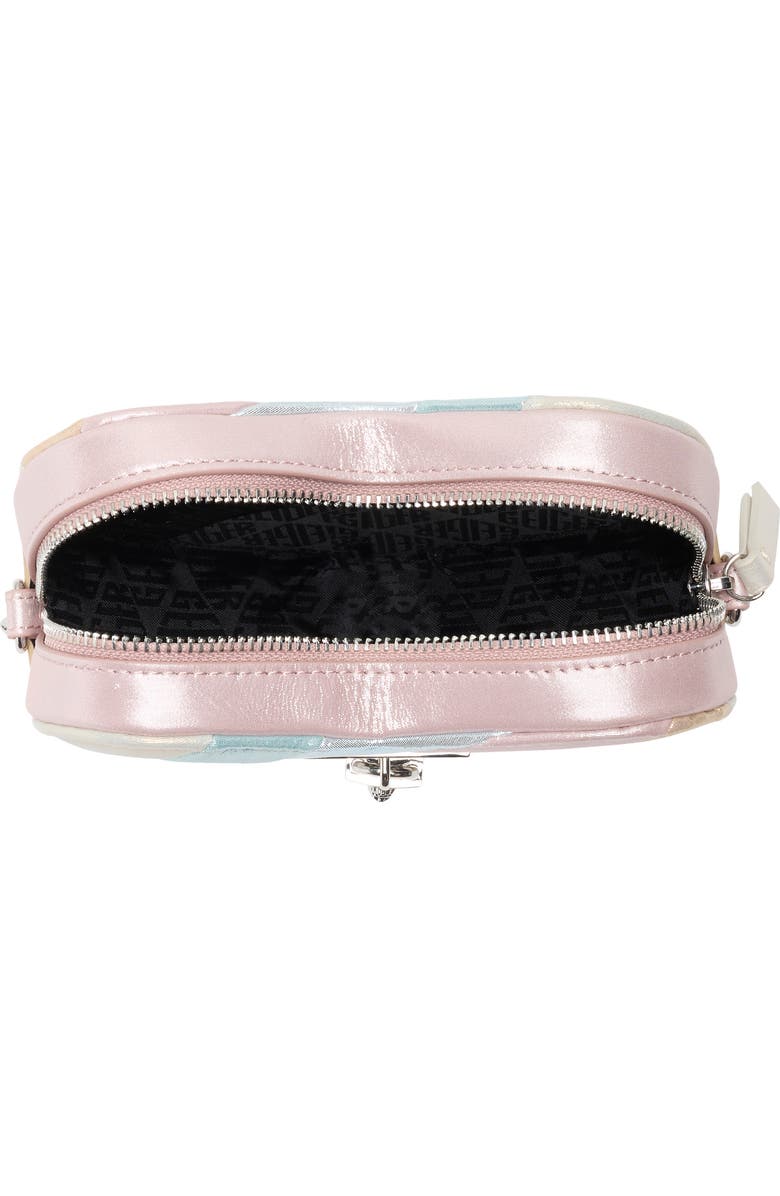 Kurt Geiger London Large Brixton Heart Metallic Leather Crossbody Bag, Alternate, color, Metal Comb