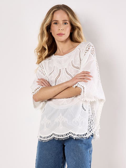 Cotton Round Neck Crochet Top